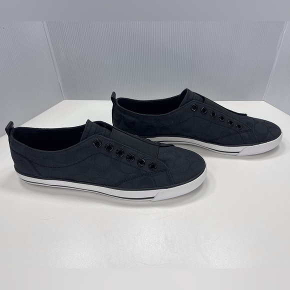Coach Summer Black Signature C Sneakers Slip On Shoes, Size 9 - Picture 1 of 12